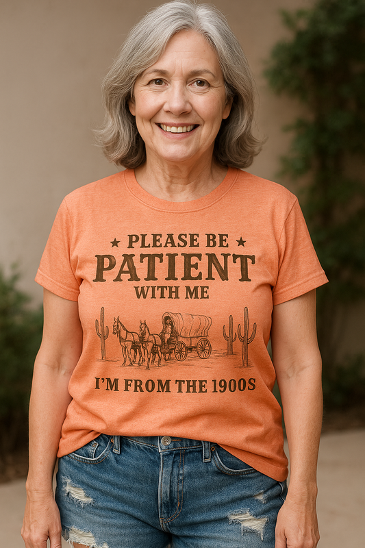 👕I'M From 1900S✨ Vintage-T-shirt med rund hals och bokstavstryck för kvinno