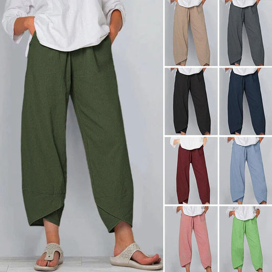 👖 60% RABATT ✨ | Asymmetriska Vintagebyxor – Elastisk Midja & Praktiska Fickor