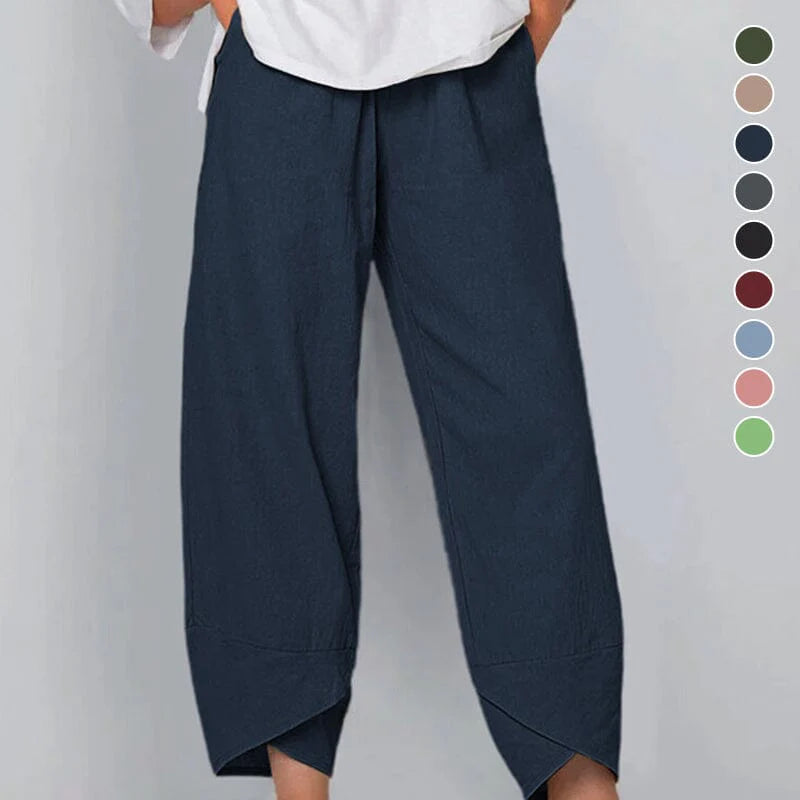 👖 60% RABATT ✨ | Asymmetriska Vintagebyxor – Elastisk Midja & Praktiska Fickor