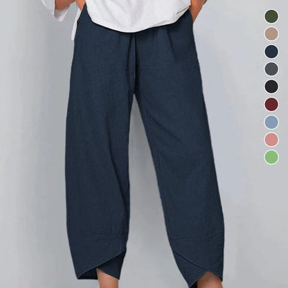 👖 60% RABATT ✨ | Asymmetriska Vintagebyxor – Elastisk Midja & Praktiska Fickor