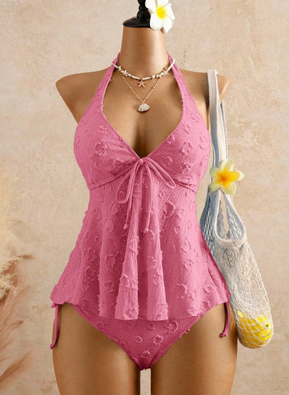 Tankini-set med peplum och halterneck för dame
