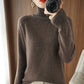 Solid turtleneck imiterad kashmirstickad tröja