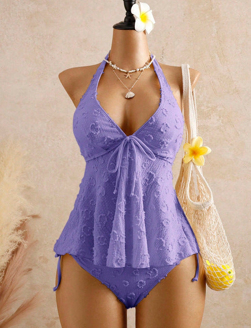 Tankini-set med peplum och halterneck för dame