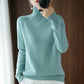 Solid turtleneck imiterad kashmirstickad tröja