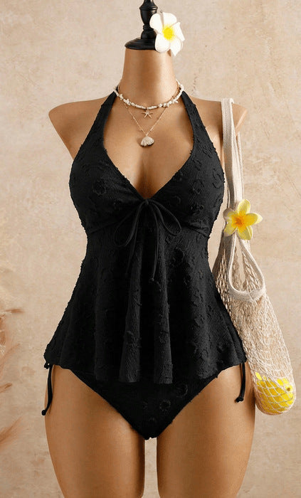 Tankini-set med peplum och halterneck för dame