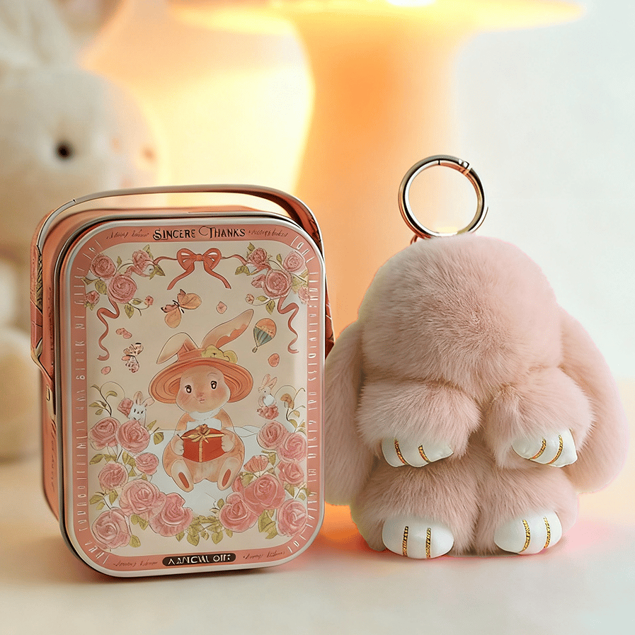 🏆TIDSBEGRÄNSAD SPECIALREA 50 % RABATT🐰Handgjorda mjuka kaninpompon-berlocke