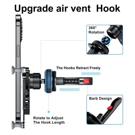 Osynligt roterbart luftventilsfäste för biltelefon
