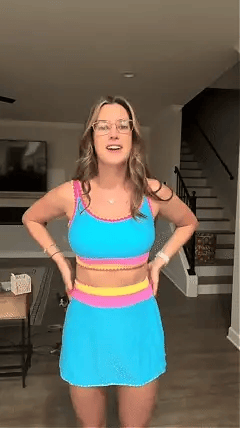 🌼 Färgblockerad Sportig 3-delars Bikiniset i Nylon – Högmidja med Magekontroll 👙