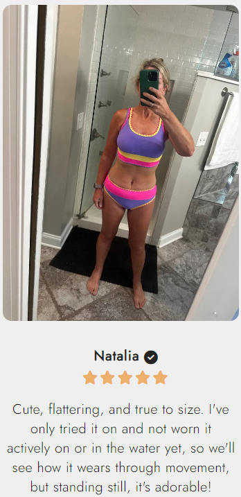 🌼 Färgblockerad Sportig 3-delars Bikiniset i Nylon – Högmidja med Magekontroll 👙