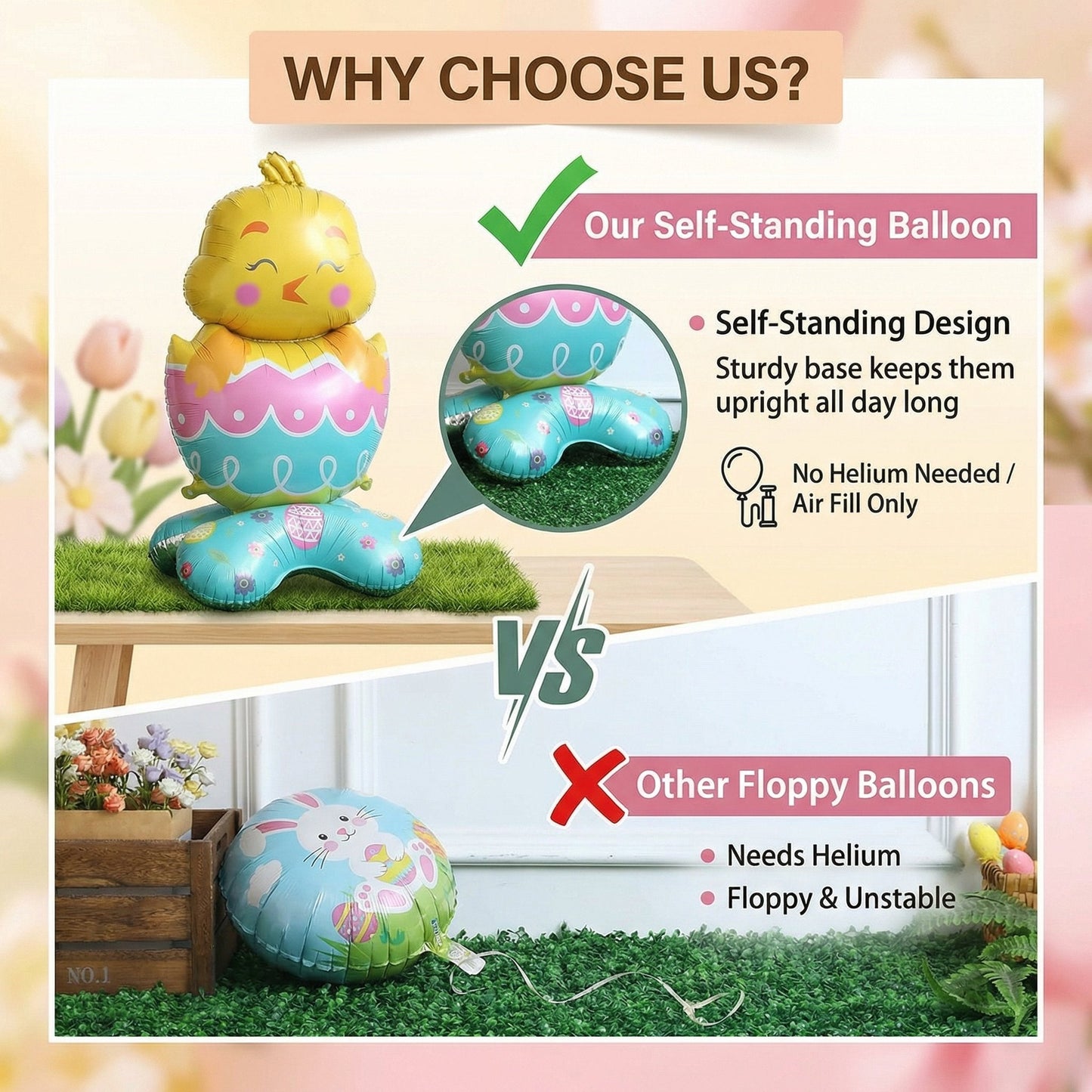 🐰🎉3 gigantiska 3D-stående kaninballonger – Självstående festlig glädje