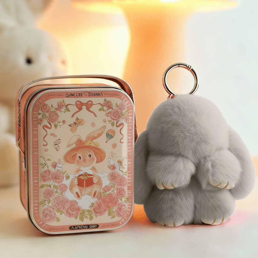 🏆TIDSBEGRÄNSAD SPECIALREA 50 % RABATT🐰Handgjorda mjuka kaninpompon-berlocke
