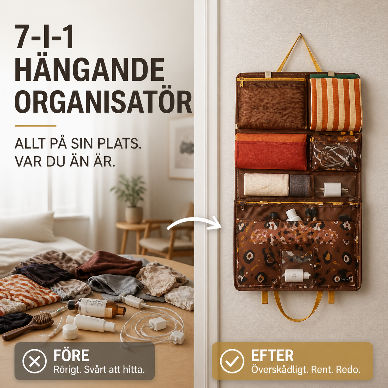 🧳 Slipp kaos i resväskan – 7-i-1 reseorganizer som håller allt på sin plats