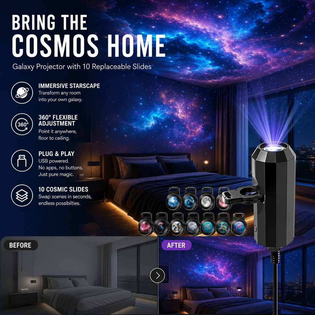 Plug-and-Play HD-nattlampa med Galaxy- och havsmotiv🥳Över 50 000 nöjda användare