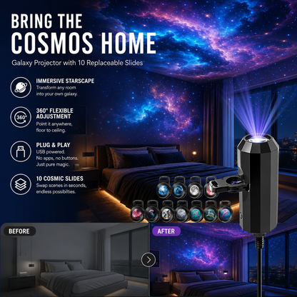 Plug-and-Play HD-nattlampa med Galaxy- och havsmotiv🥳Över 50 000 nöjda användare