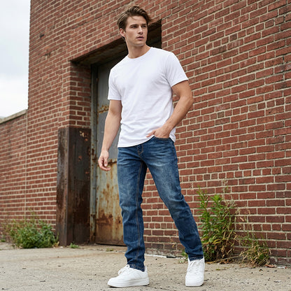 👖 55% RABATT! 🔥 Moderna Stretchjeans i Slim Fit – Vintage-tvättad, Bekväm Stretch & Perfekt för Vardagsbruk 💙
