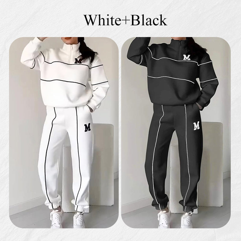 💥NYA HETA REA - 50 % RABATT🔥Damkläder, ledig stil, bokstaven M, långärmad, tvådelat set (uppgraderat tyg utan prisökning)