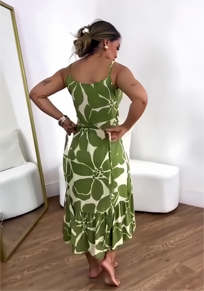 🏖️Sommarrea – 50 % rabatt🌼Casual tunikklänning för dam med resortmönster och rynkad midja