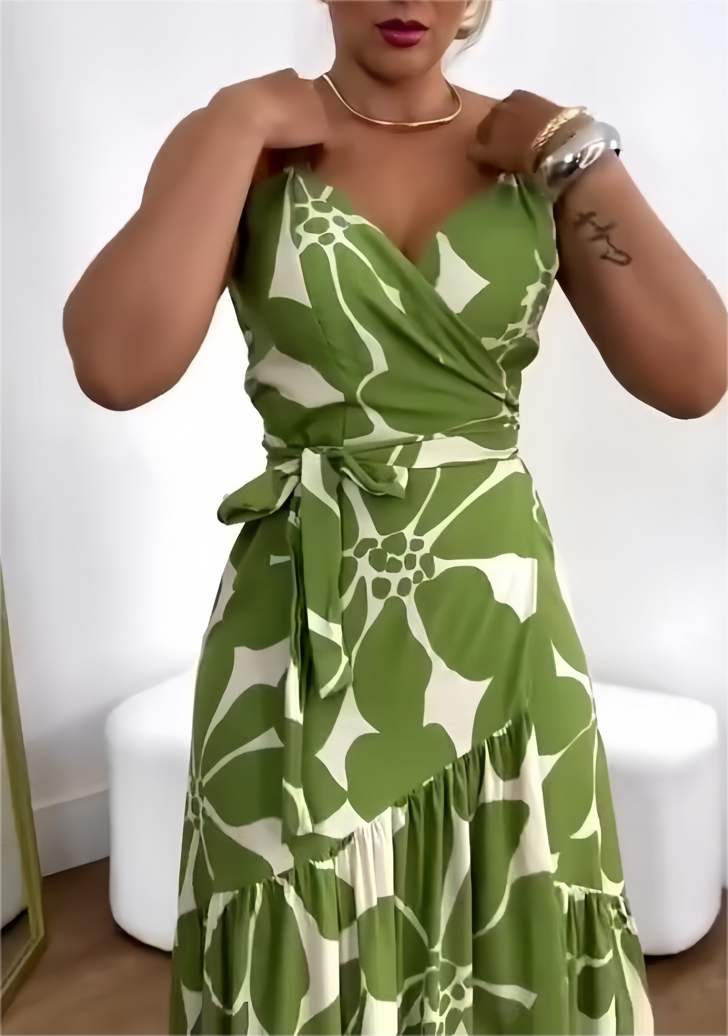 🏖️Sommarrea – 50 % rabatt🌼Casual tunikklänning för dam med resortmönster och rynkad midja