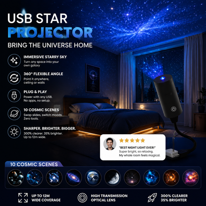 Plug-and-Play HD-nattlampa med Galaxy- och havsmotiv🥳Över 50 000 nöjda användare