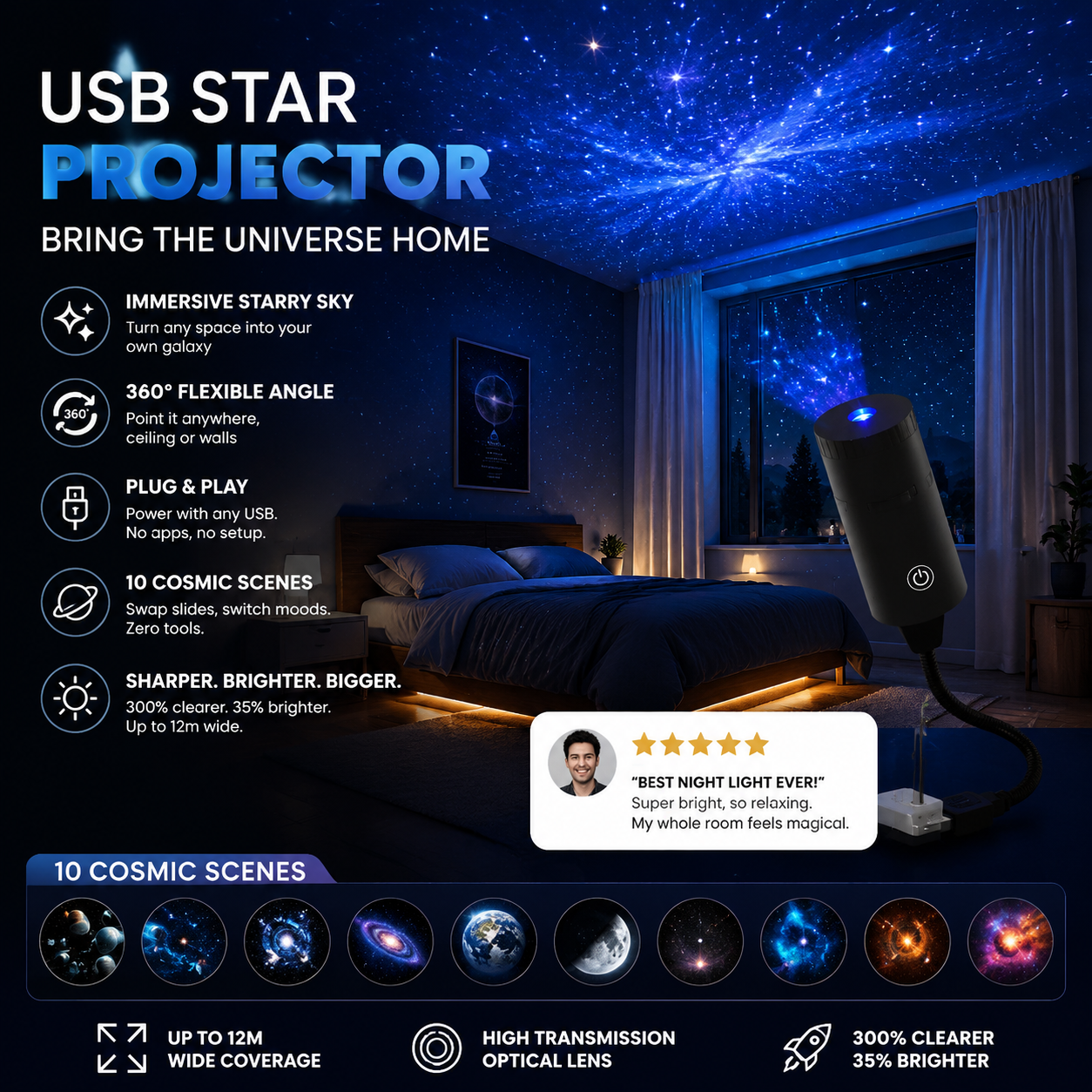 ✨ Plug-and-play-projektor för stjärnhimmel🥳Över 50 000 nöjda användare