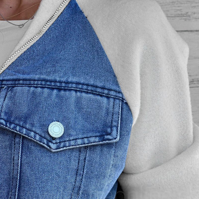 🧥 Enkel denimstil med unik känsla – spliced-design jacka för en modern vardagslook