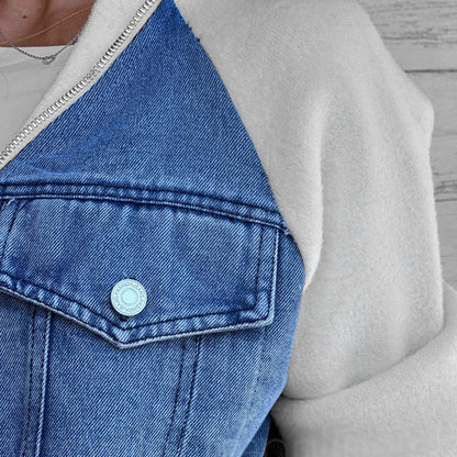 🧥 Enkel denimstil med unik känsla – spliced-design jacka för en modern vardagslook