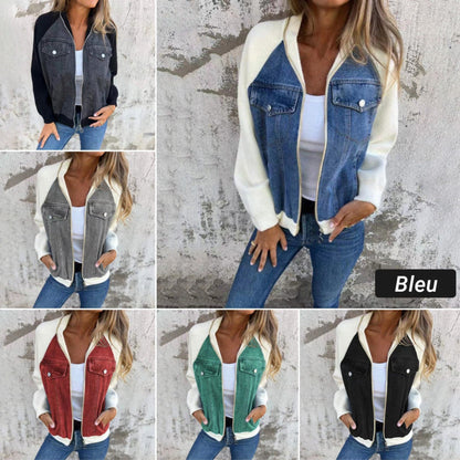 🧥 Enkel denimstil med unik känsla – spliced-design jacka för en modern vardagslook