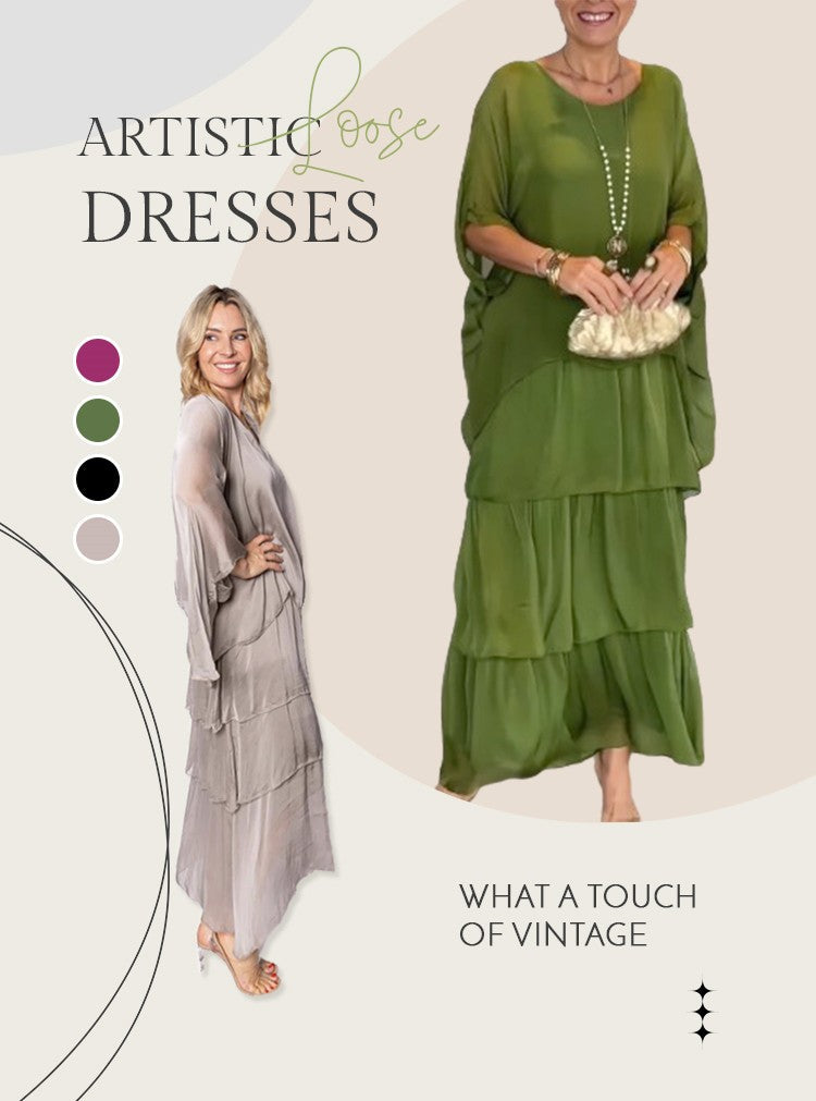 👗 51 % RABATT NU! 🎨 Löst sittande klänning i konstnärlig stil – avslappnad passform, unik design och perfekt för lediga dagar