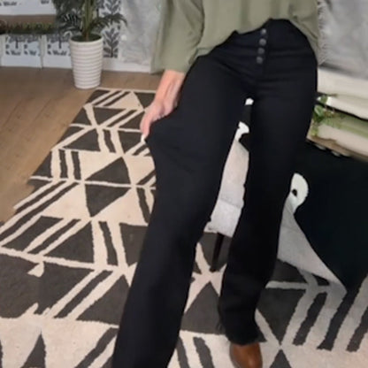 🎁Rabattkampanj: 50 % rabatt👖Jeans med medelhög midja, knäppning och utsvängda be