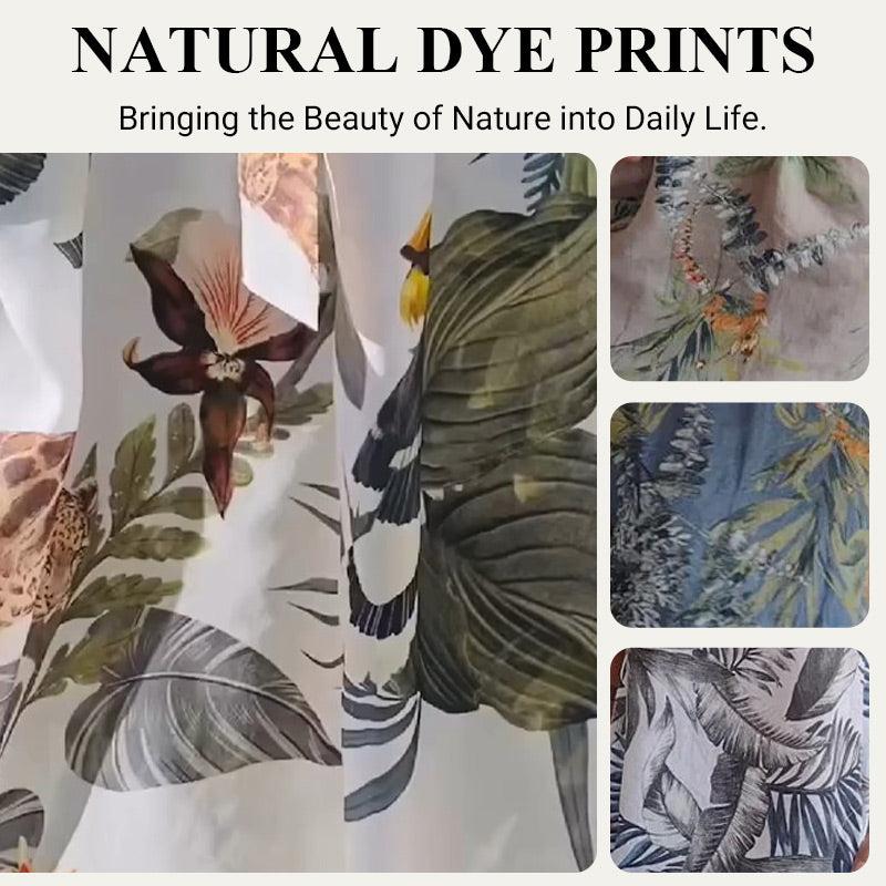 ⏳Tidsbegränsad rabatt✈️Rund hals botaniskt tryck damklänning 💕