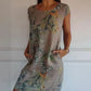 ⏳Tidsbegränsad rabatt✈️Rund hals botaniskt tryck damklänning 💕