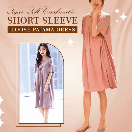 💗🌹Special Promotion🎁💗Supermjuk bekväm kortärmad lös pyjamasklänning （Ju mer du köper, desto högre rabatt）
