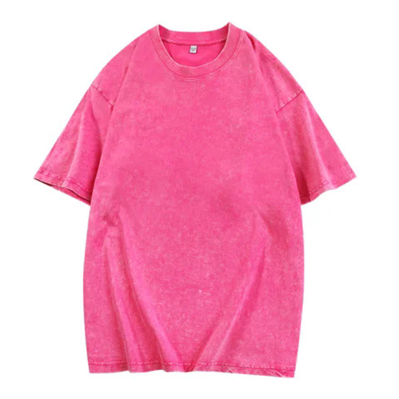 👚👕Unisex/lös retro enfärgad kortärmad topp