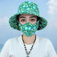 Blommig Stor Brimmed Sun Hat med Mask