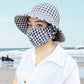 Blommig Stor Brimmed Sun Hat med Mask