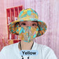 Blommig Stor Brimmed Sun Hat med Mask