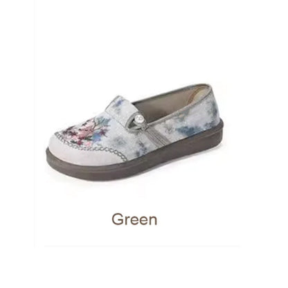 🔥Het försäljning⏳Broderade skor med platt slip-on för kvinnor