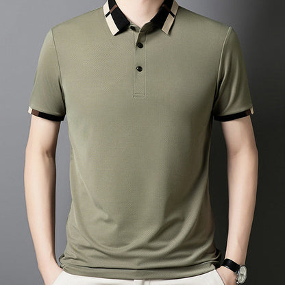 Kortärmad Stretch Ice Silk T-shirt med uppslag för mä