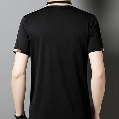 Kortärmad Stretch Ice Silk T-shirt med uppslag för mä