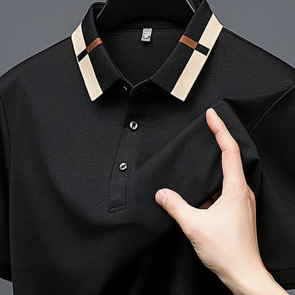 Kortärmad Stretch Ice Silk T-shirt med uppslag för mä
