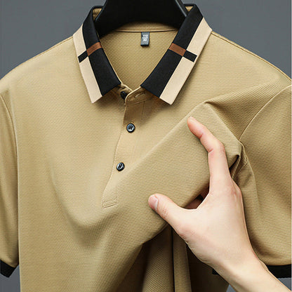 Kortärmad Stretch Ice Silk T-shirt med uppslag för mä