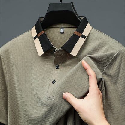 Kortärmad Stretch Ice Silk T-shirt med uppslag för mä