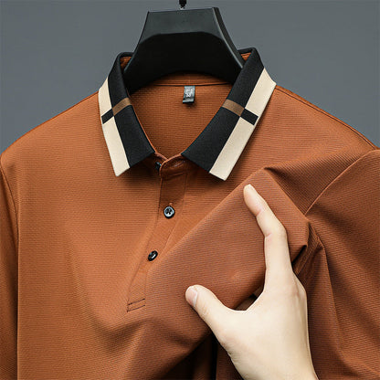Kortärmad Stretch Ice Silk T-shirt med uppslag för mä