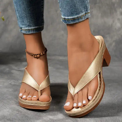 Sommar Flip Flops med hög klack för kvinnor
