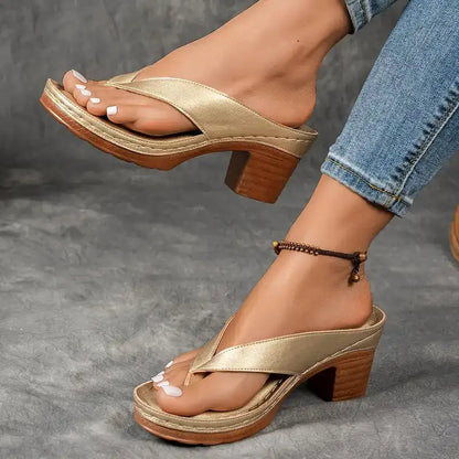 Sommar Flip Flops med hög klack för kvinnor