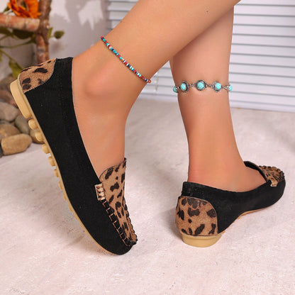 Lappeteppede loafers med leopardmønster til dame