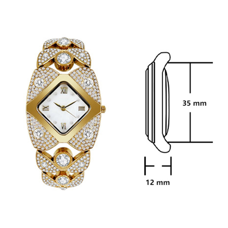Kvinnors retro kvarts klocka med gnistrande strass