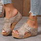 Dammode Peep Toe Wedge Platform Sandaler