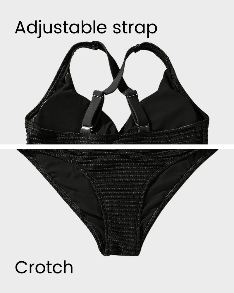 👙👙2025 Ny modell ~60% RABATT 👙Bikineset med hög midja och texturerad knut framtill
