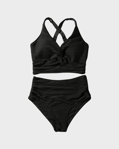 👙👙2025 Ny modell ~60% RABATT 👙Bikineset med hög midja och texturerad knut framtill
